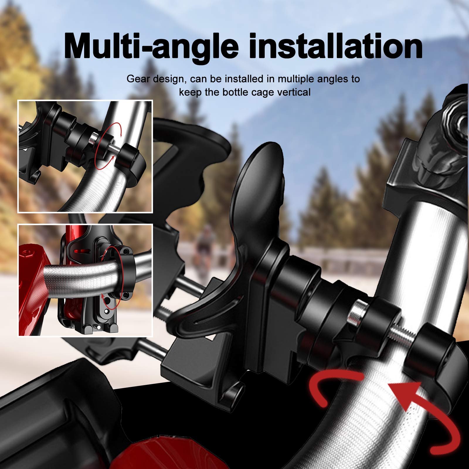 Adjustable Bike Water Bottle Holder - 360° Rotatable Cup Mount for Motorcycle & Bicycle Handlebars - Universal Nylon Cage Fits 2-2.7