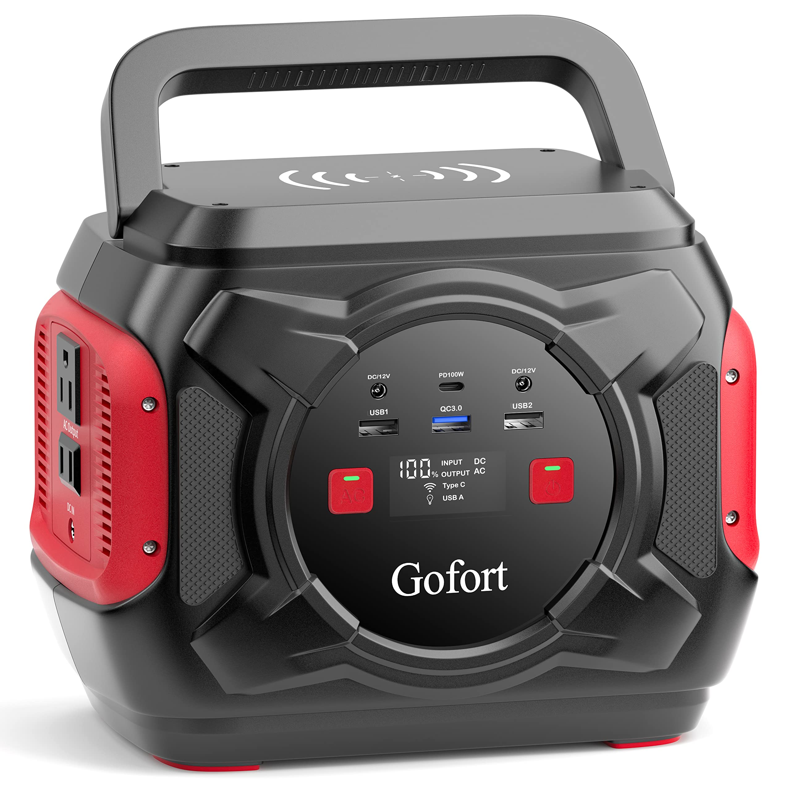 GOFORT 292Wh Portable Power Station with 320W Output (600W Peak) - Wireless Charger, 100W PD Type-C, QC3.0, AC Outlets - Solar Generator for CPAP, Emergency Backup, Outdoor Camping, RV, Fishing & Home Use