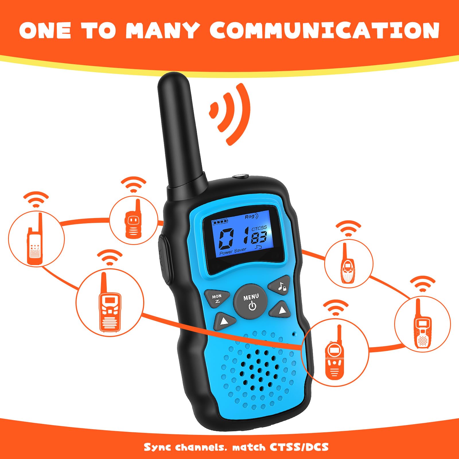 Wishouse Rechargeable Walkie Talkies for Kids & Adults - Long Range 2-Way Radios with Flashlight, VOX & Easy Operation - Perfect for Hiking, Camping, Outdoor Games & Birthday Gifts (3 Pack) - Ideal for Boys Girls Ages 4-10 Years Old