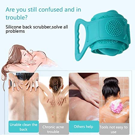 KAWNA Silicone Body Scrubber & Exfoliating Bath Brush Belt - Gentle Skin Cleansing for Men, Women & Kids - Multicolor Shower Scrubber for Dead Skin Cell Removal & Spa-Like Exfoliation (Perfect for Shower, Bath & Travel Use)