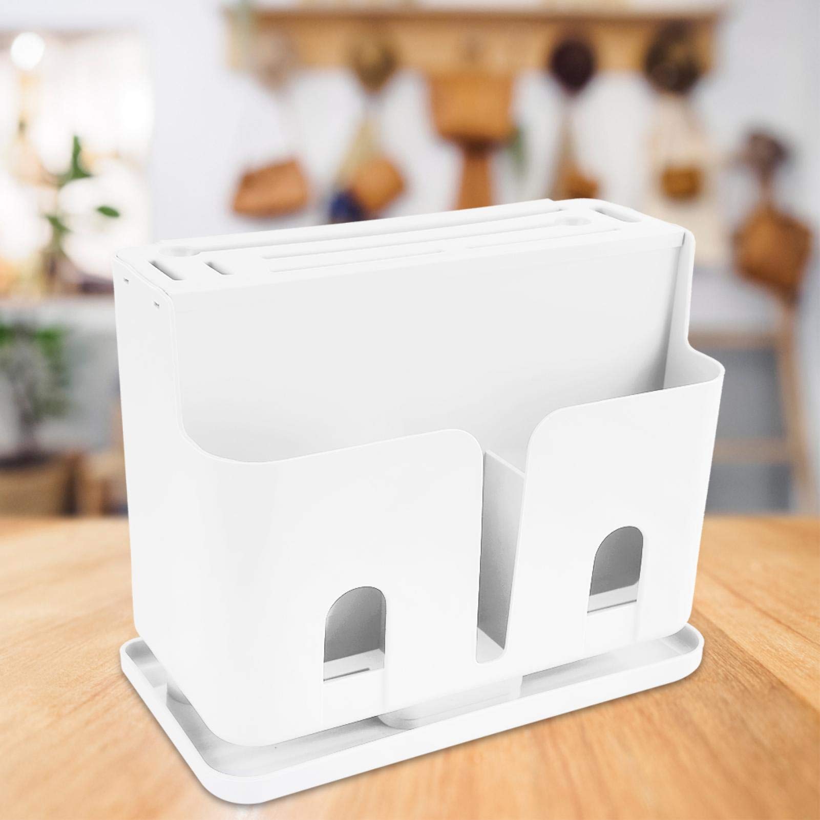 Emoshayoga Premium Kitchen Storage Rack - Durable Plastic Shelf Organizer for Pantry, Spice & Food Storage | Space-Saving White Kitchen Organizer for Countertop, Cabinet & Refrigerator