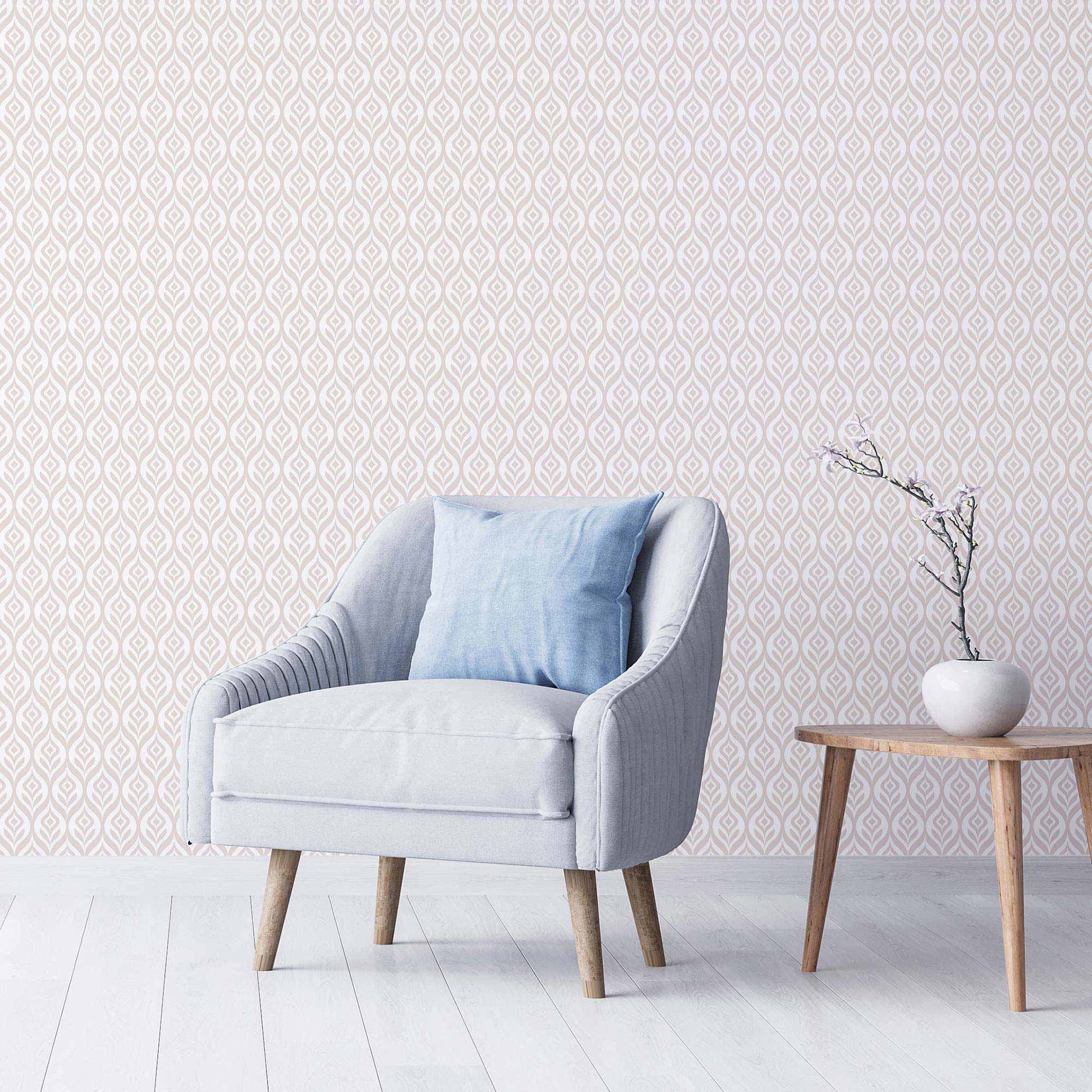 Beige Lattice Peel and Stick Removable Wallpaper - Self-Adhesive Decorative Wall Covering for Bedroom, Living Room, Office & Nursery Decor