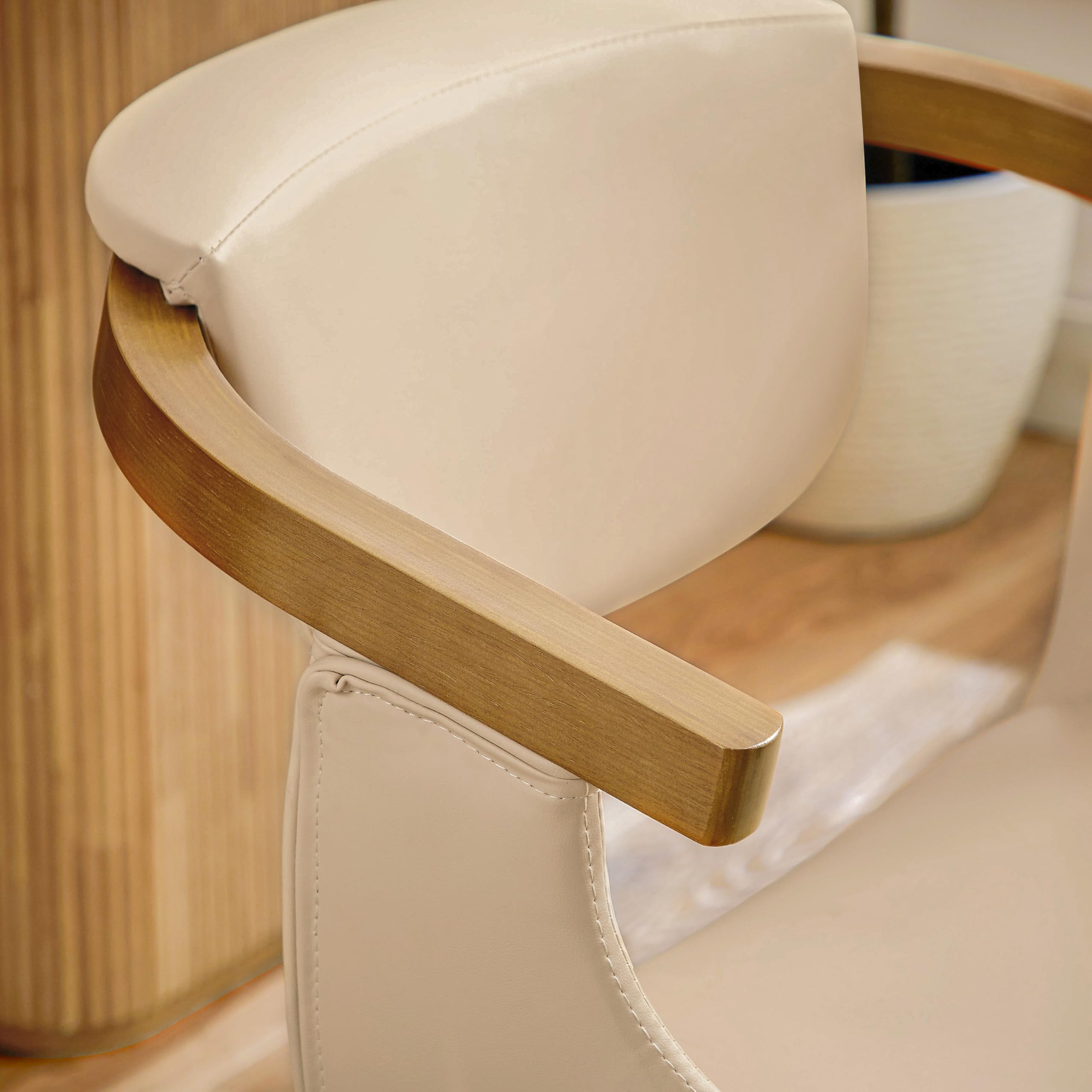 Art Leon Mid Century Modern Dining Chairs Set of 2 - Faux Leather Swivel Armchairs for Dining Room & Home Office, Cream - Perfect for Modern Kitchens & Contemporary Workspaces