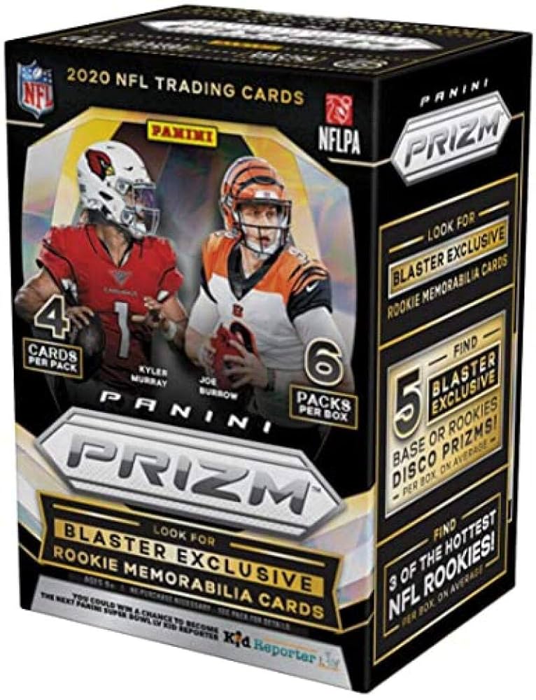 2020 Panini Prizm Football 6 Pack Blaster Box with Disco Prizms - Collectible Trading Cards for NFL Fans & Sports Memorabilia Collectors