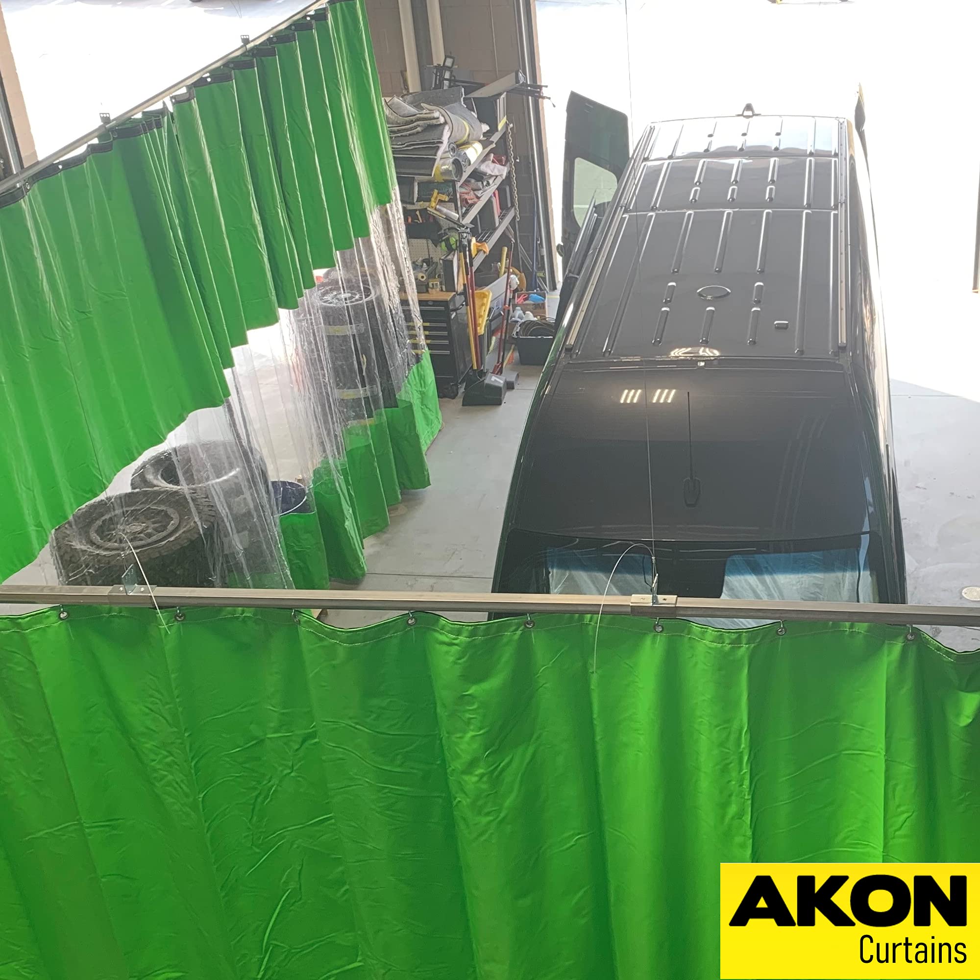 Heavy-Duty Industrial Wash Bay Curtains - Contain Overspray, Quick-Rolling & Easy to Clean - Ideal for Car Wash Bays, Truck Wash Stations & Industrial Cleaning Areas