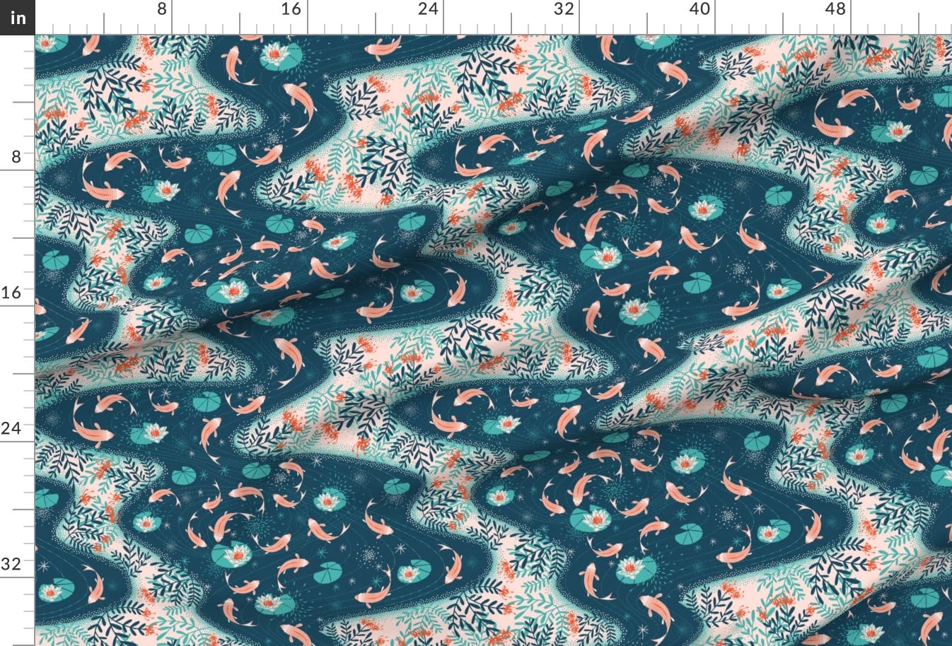 Spoonflower Waterways Printed Minky Fabric Fat Quarter - Soft Plush for Baby Blankets, Quilt Backing & Sewing Projects - Perfect for Nursery Decor, DIY Crafts & Cozy Home Textiles