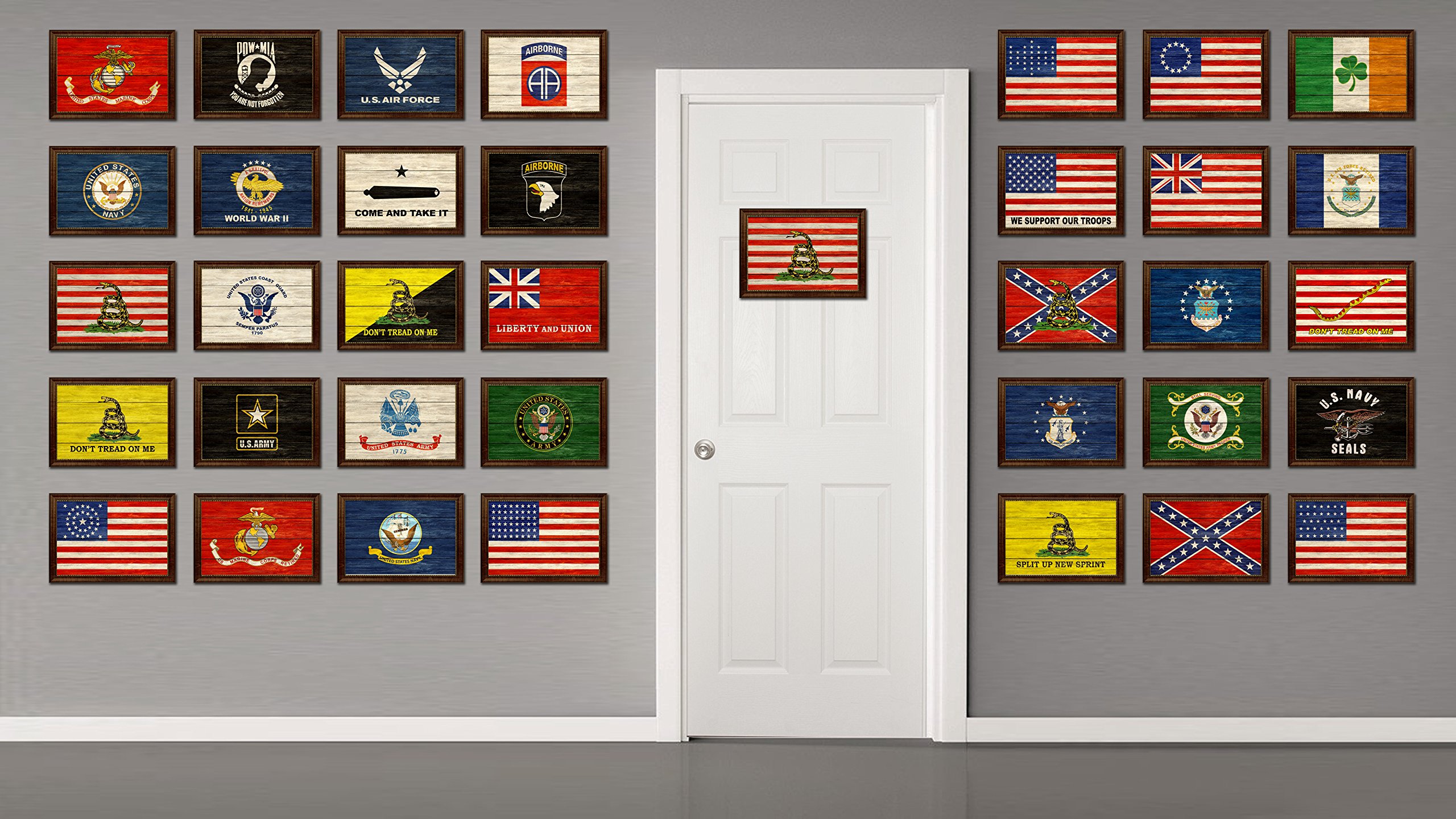 Revolution Split Up New Sprint Military Flag Texture Canvas Print - Brown Framed Wall Art for Home Decor, 21x30 Inches - Perfect for Living Room, Bedroom & Office Decorations | Unique Gift Idea for Veterans & Patriotic Americans