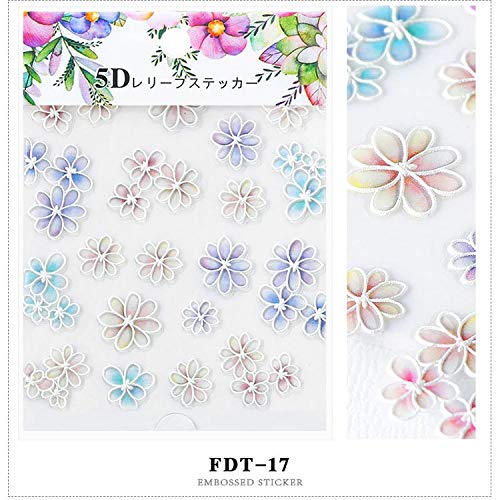 3D Flower Leaf Nail Stickers - Empaistic Engraved Decals for Nail Art & Manicure - Salon & Party Use