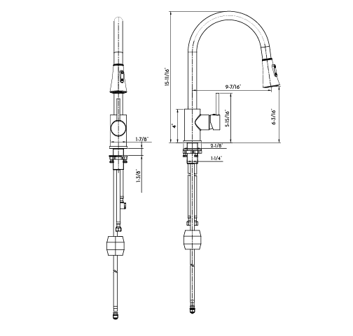 DAX 8880 Brushed Nickel Single Handle Pull Down Kitchen Faucet with Dual Sprayer and Deck Plate - Perfect for Modern Home Kitchen Sinks & Bar Prep Areas