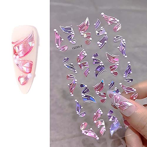 BYBYCD Multicolor Ribbon Nail Stickers for Girls - DIY Manicure Decals, Nail Art Decorations, Nail Polish Stickers (Style 01) - Perfect for Parties, Holidays, and Everyday Nail Art Designs