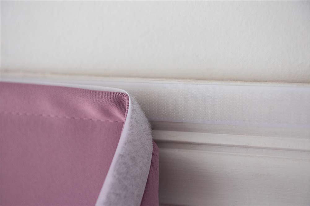 BOYOUTH Solid Color No-Hole Hook and Loop Fastener Blackout Curtains for Small Windows - 52 x 63 Inches, Purple (1 Panel) - Perfect for Bedroom, Study, Living Room & Home Office Light Blocking