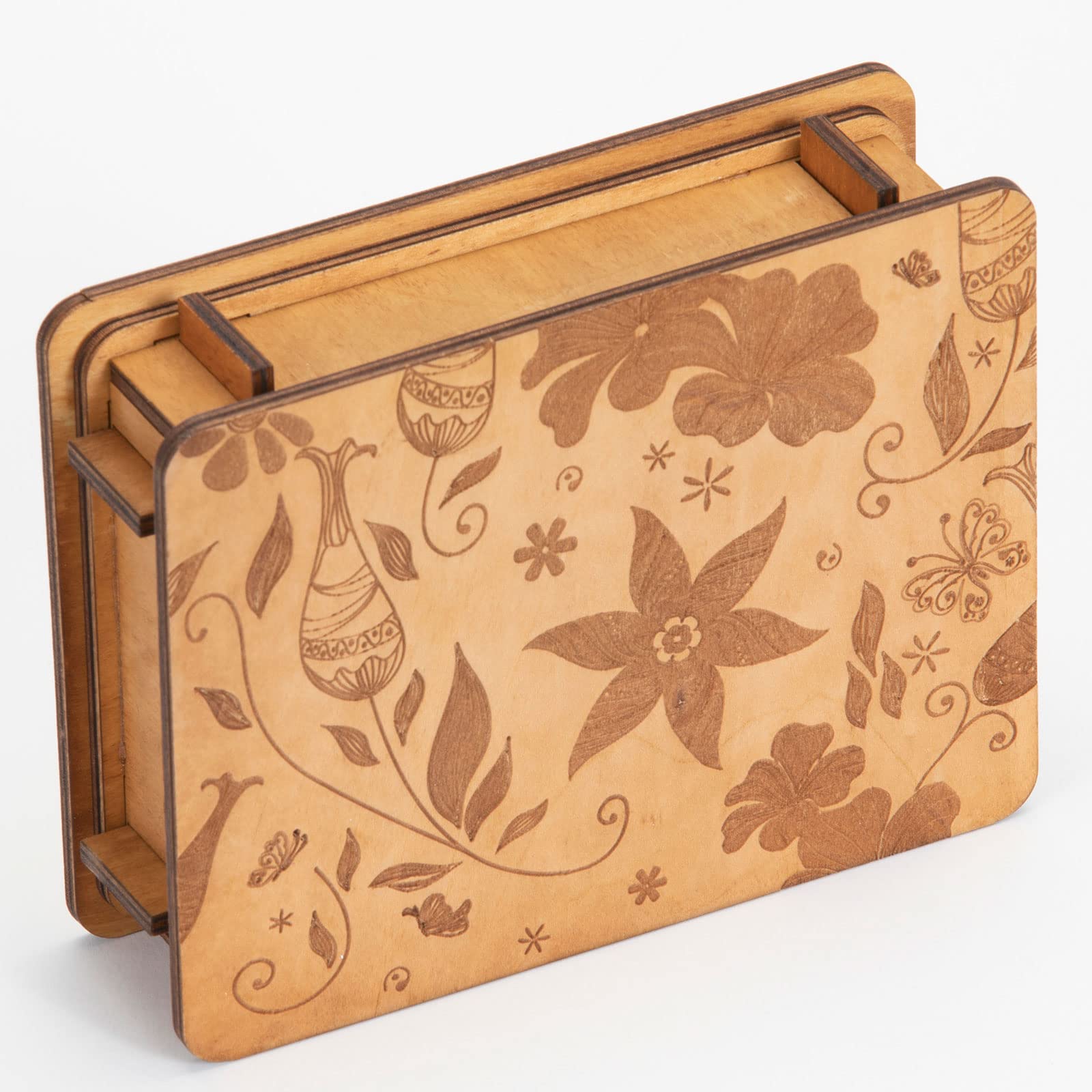 Bits and Pieces Botanical Box Wooden Puzzle - Brain Teaser Gift with Secret Compartment - Perfect for Adults, Puzzle Lovers & Unique Gift Ideas
