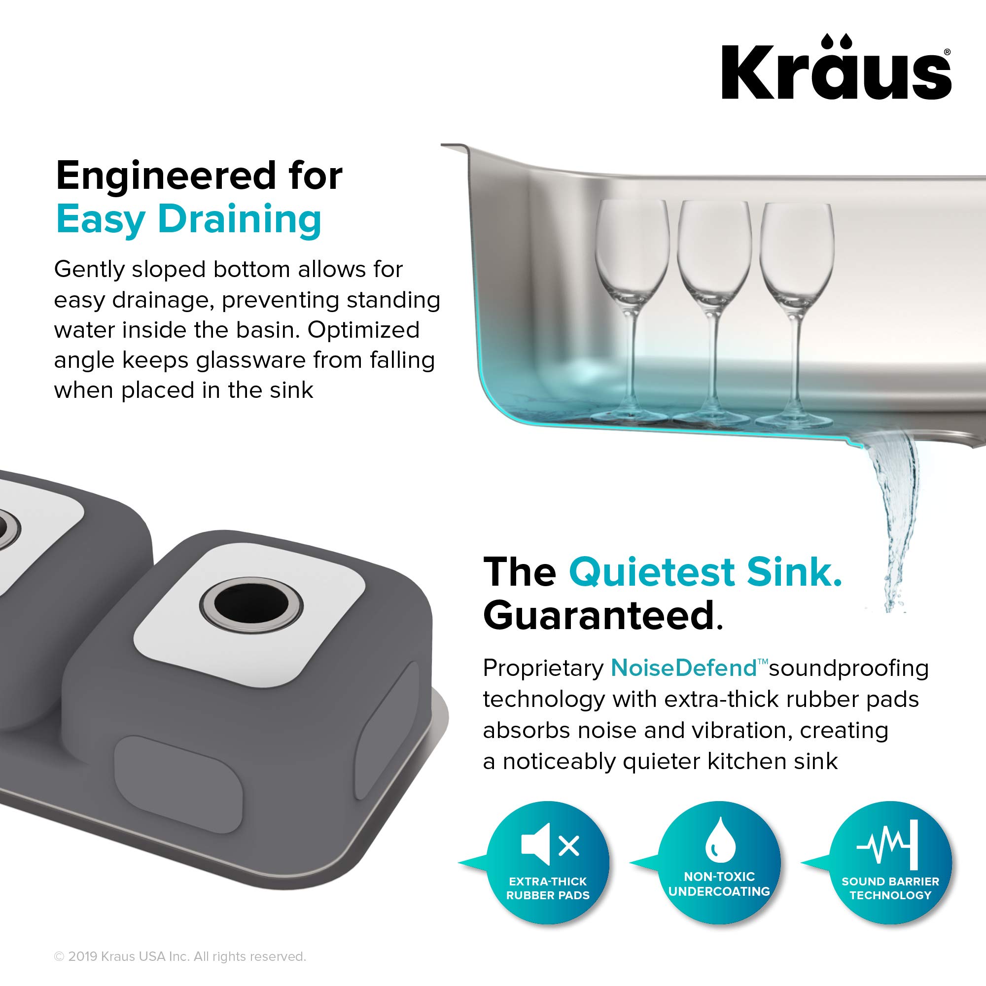 KRAUS KCA-1200 33-inch 16 Gauge Undermount Stainless Steel Kitchen Sink with 18-inch Pull-Down Commercial Style Faucet, Spot Free Finish - Perfect for Modern Home Kitchens and Restaurant-Style Cooking Spaces