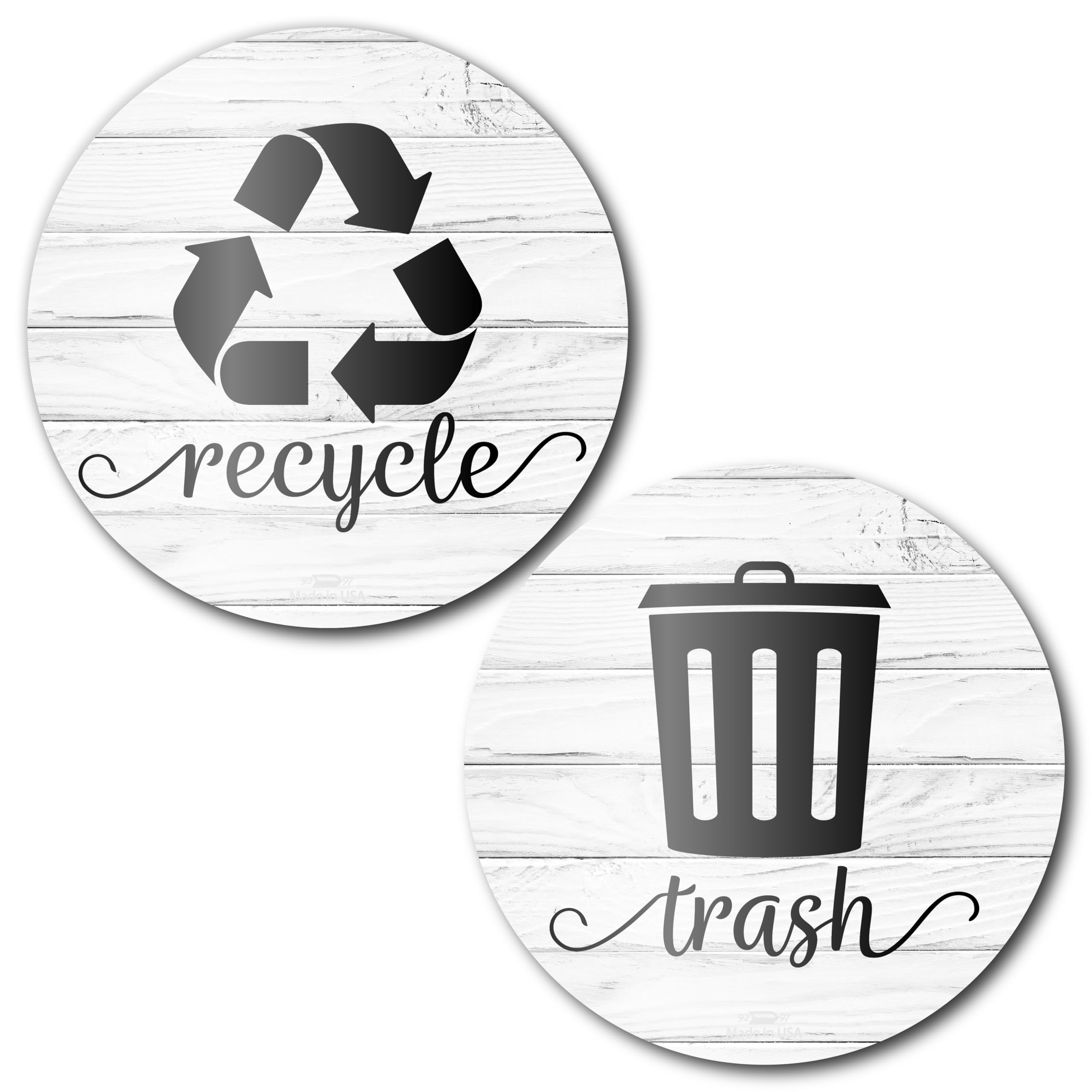 Farmhouse Style Recycling Stickers for Trash Cans - 3.5