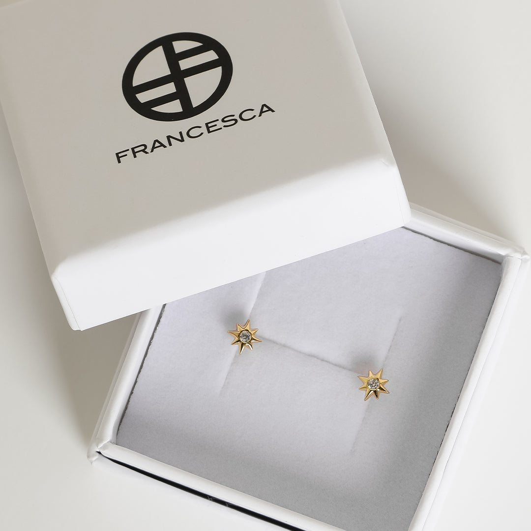 Contentment Star Stud Earrings - Elegant Gold Plated Studs for Women, Perfect for Daily Wear & Special Occasions
