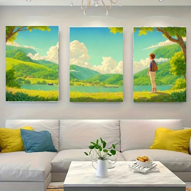 3-Piece Sunset Over Metal Print Wall Art - Ready to Hang, Durable & Vibrant - Perfect for Living Room, Bedroom, or Office Decor