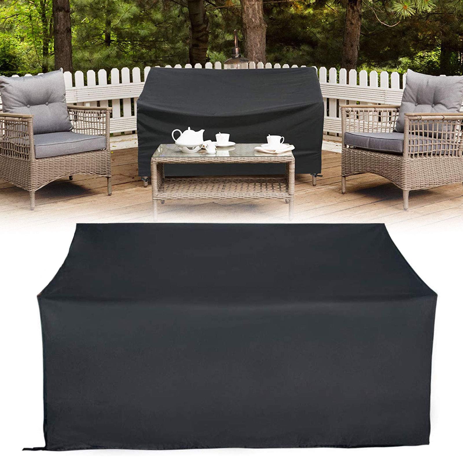 **Waterproof Outdoor Garden Bench Cover - UV Resistant Oxford Fabric Patio Seat Protector (163x66x89cm, Black) - Perfect for All-Weather Protection of Outdoor Furniture, Patios & Gardens**