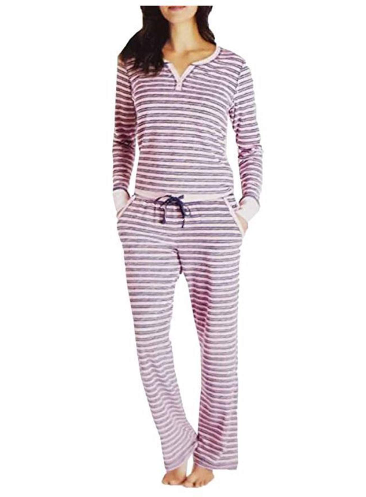 Nautica Women's 2-Piece Fleece Pajama Set - Cozy Sleepwear Loungewear (Pink Stripe, XXL) for Winter Nights & Relaxing at Home