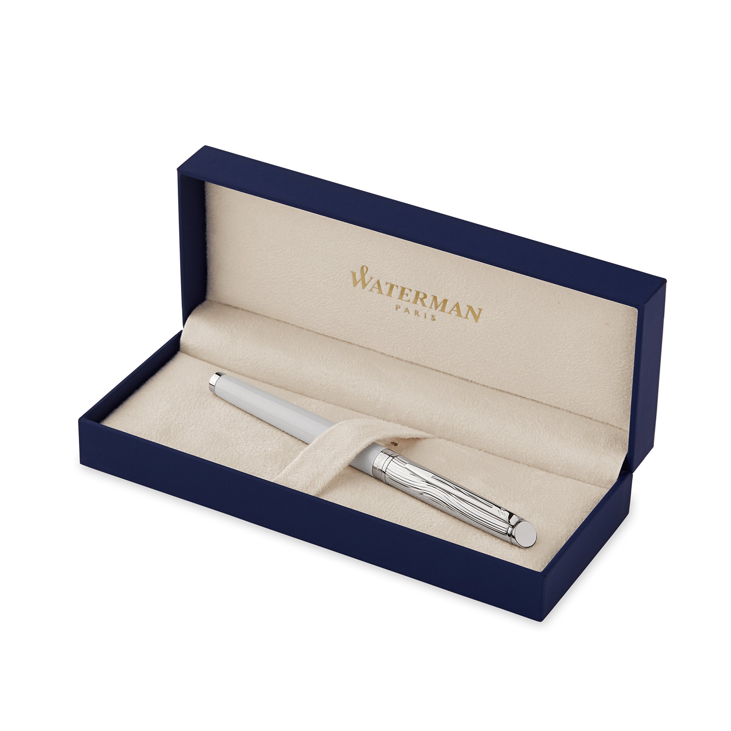 Waterman Hemisphere Deluxe White Rollerball Pen - Fine Black Refill (S0921290) | Premium Writing Instrument for Business, Gifts & Signature Signing