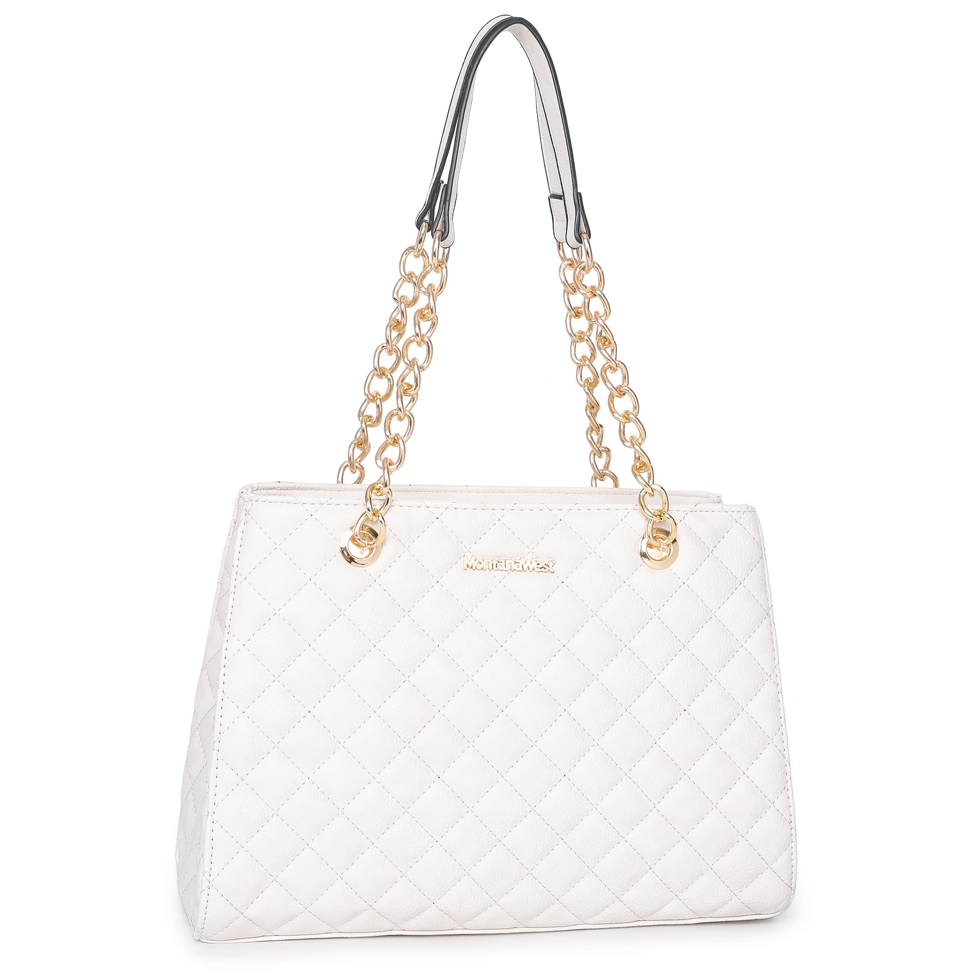 Montana West Women's Quilted Shoulder Bag - Stylish Tote Purse with Chain Strap, Designer Satchel Hobo Handbag for Ladies | Perfect for Work, Travel & Everyday Use