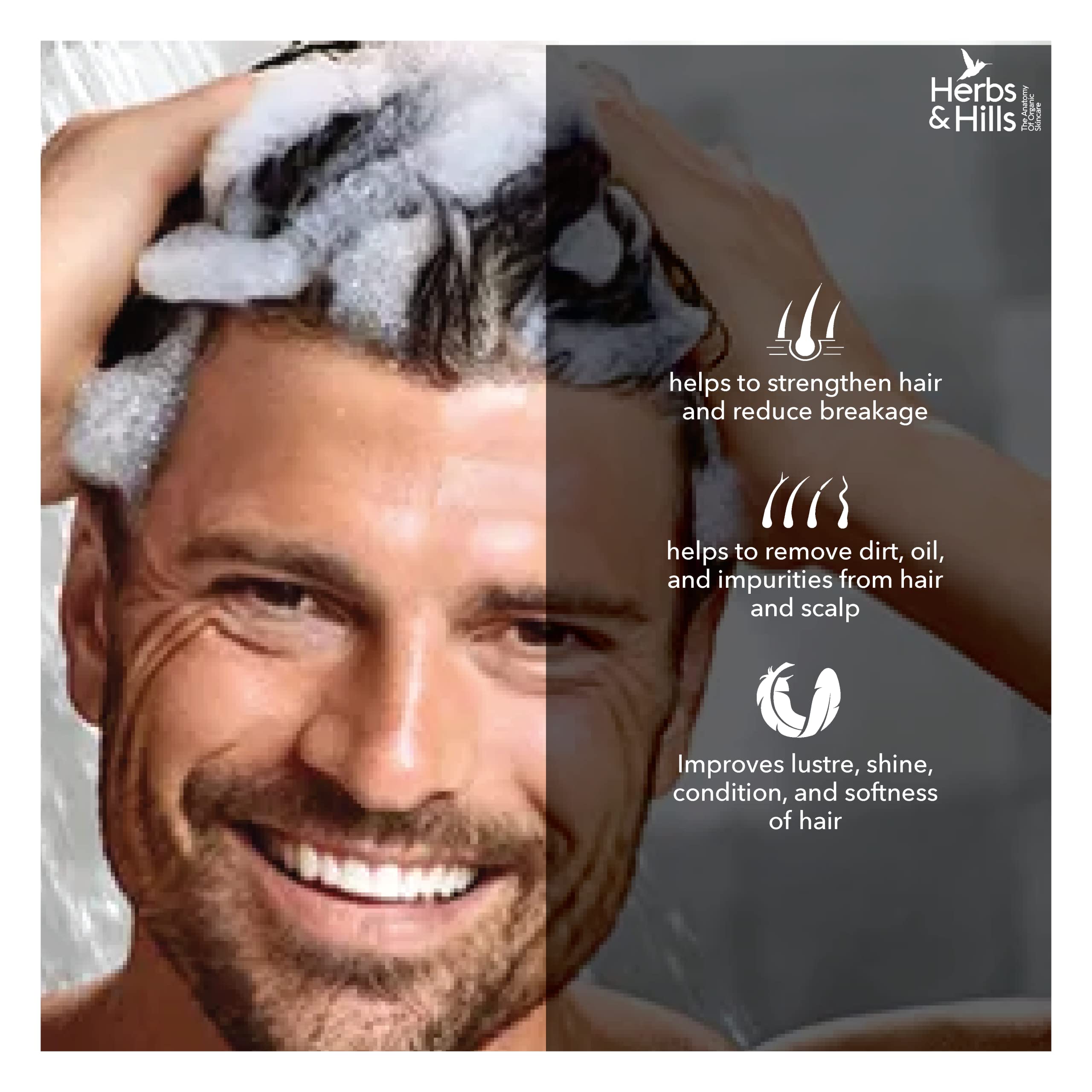 Herbs & Hills Deep Cleansing & Moisturizing Shampoo for Hair Growth & Damage Repair - 150ml Natural Premium Shampoo for Smooth & Shiny Hair | Daily Use, Salon Results at Home, Perfect for Dry & Damaged Hair Care