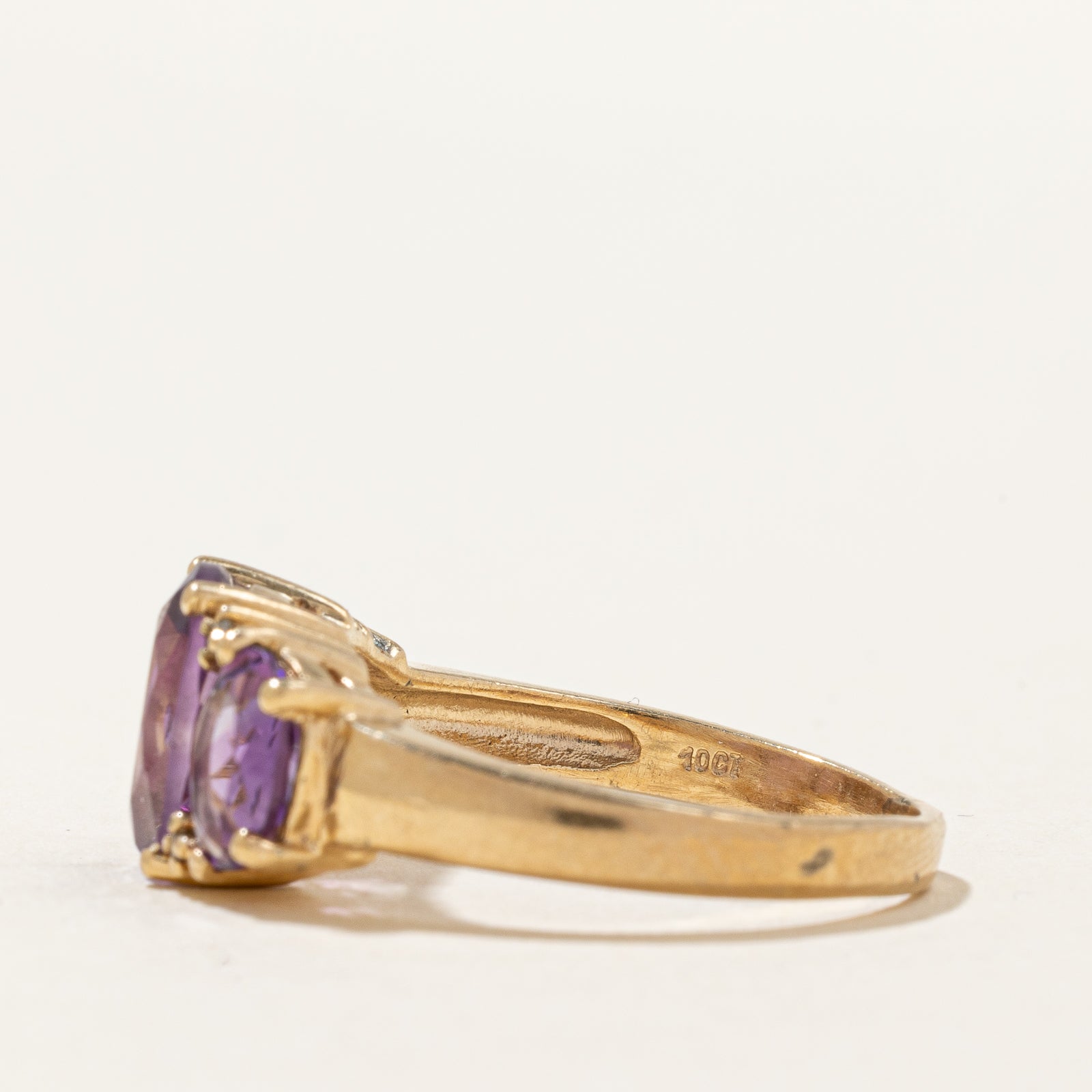 3.50ctw Three Stone Amethyst & Diamond Cocktail Ring - Size 9 | Elegant Purple Gemstone Jewelry for Women | Perfect for Evening Parties, Weddings & Special Occasions