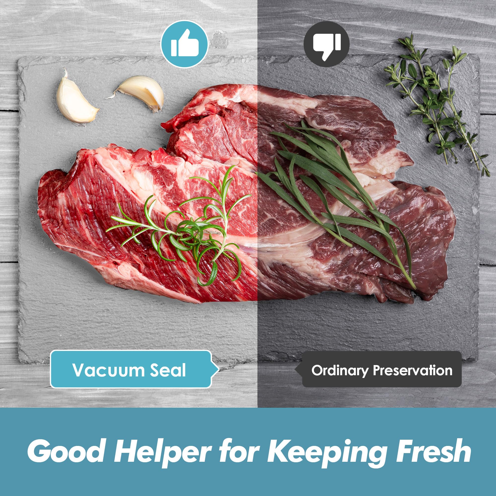 Smart Vacuum Sealer Machine with Bags & Cutter - One-Touch Food Preservation System with External Vacuum - Includes 5M Bag Rolls (Silver) - Perfect for Meal Prep, Sous Vide, and Long-Term Food Storage