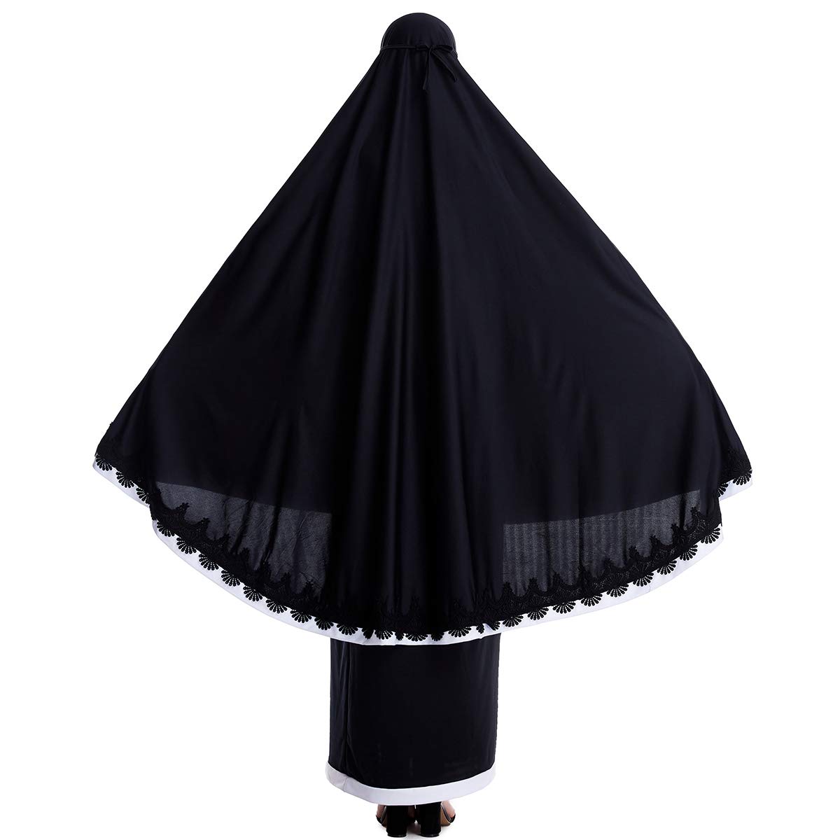 Women's Muslim 2-Piece Loose Full Cover Long Dress Set with Hijab - One Size Thobe Hooded Abaya for Prayer & Modest Fashion