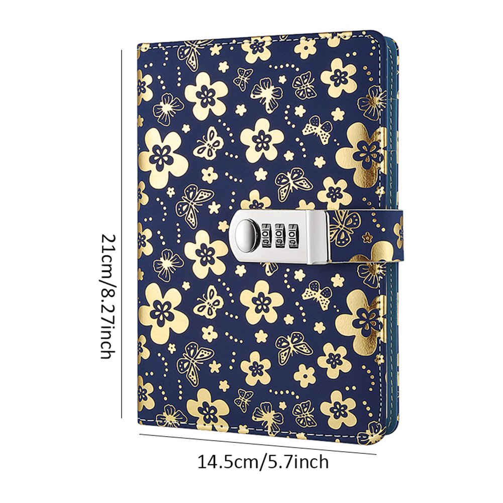 GardenHelper A5 PU Leather Password Lock Diary - Peach Cover Combination Lock Journal for Students, Office & Business Notepad | Golden | Perfect for Daily Notes, Travel Journaling & Secret Keeping