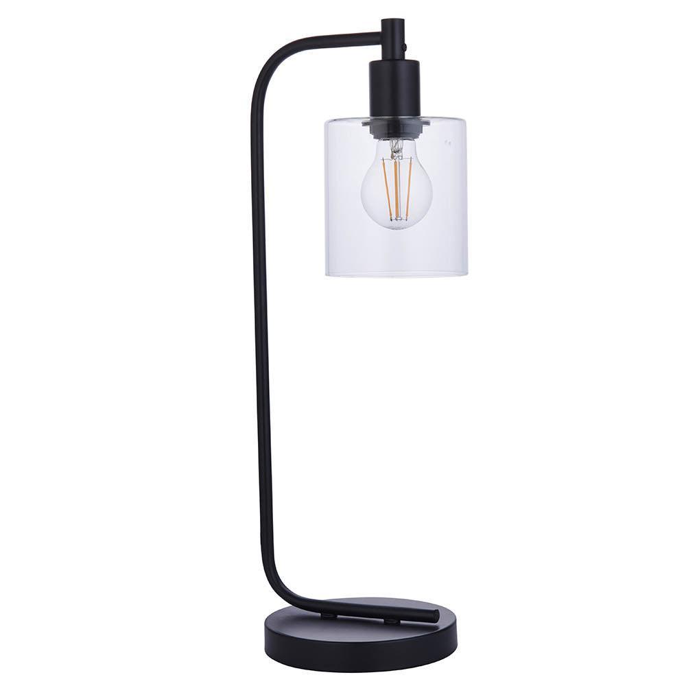 Endon Toledo Modern Black Table Lamp - 1 Light Bedside Desk Lamp for Living Room, Bedroom, or Office Decor