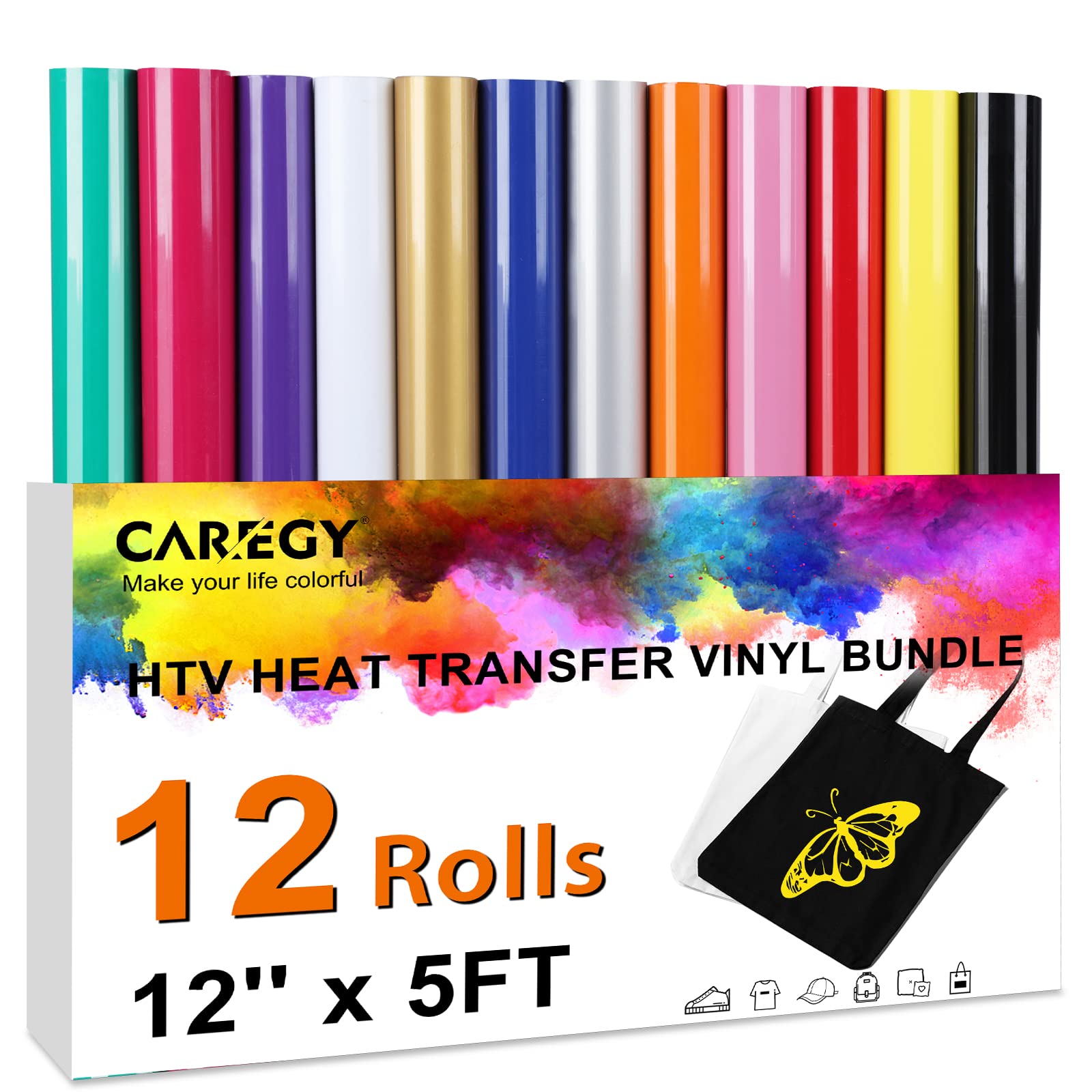 CAREGY 12 Pack Heat Transfer Vinyl Bundle - 12