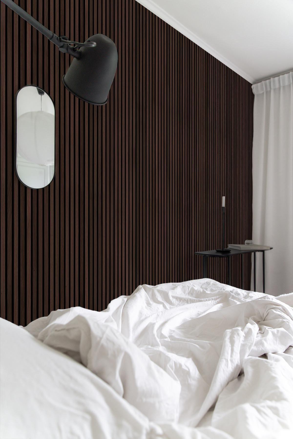 Dark Oak Rib Wood Wallpaper - Peel and Stick Self-Adhesive Wallpaper for Bedroom, Living Room, Home Decor - Easy to Install & Removable