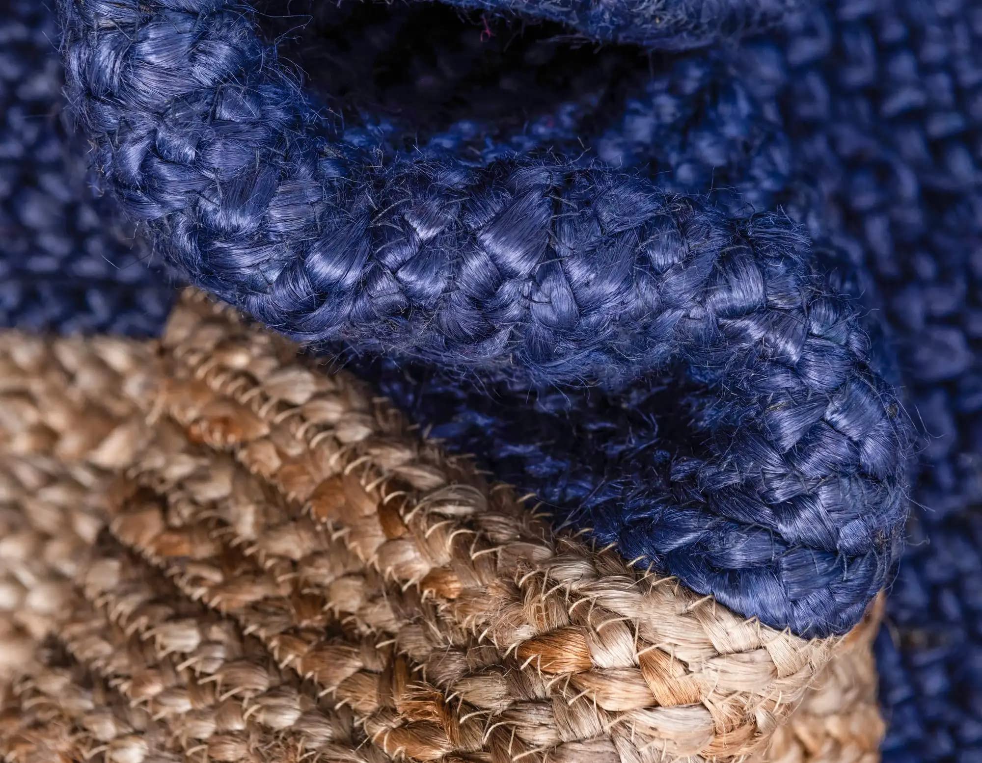Hand Braided Rectangle Blue Dye Area Rug - 8x11 Feet - Perfect for Living Room, Bedroom & Kitchen - Soft & Durable Home Decor Carpet for Cozy Spaces