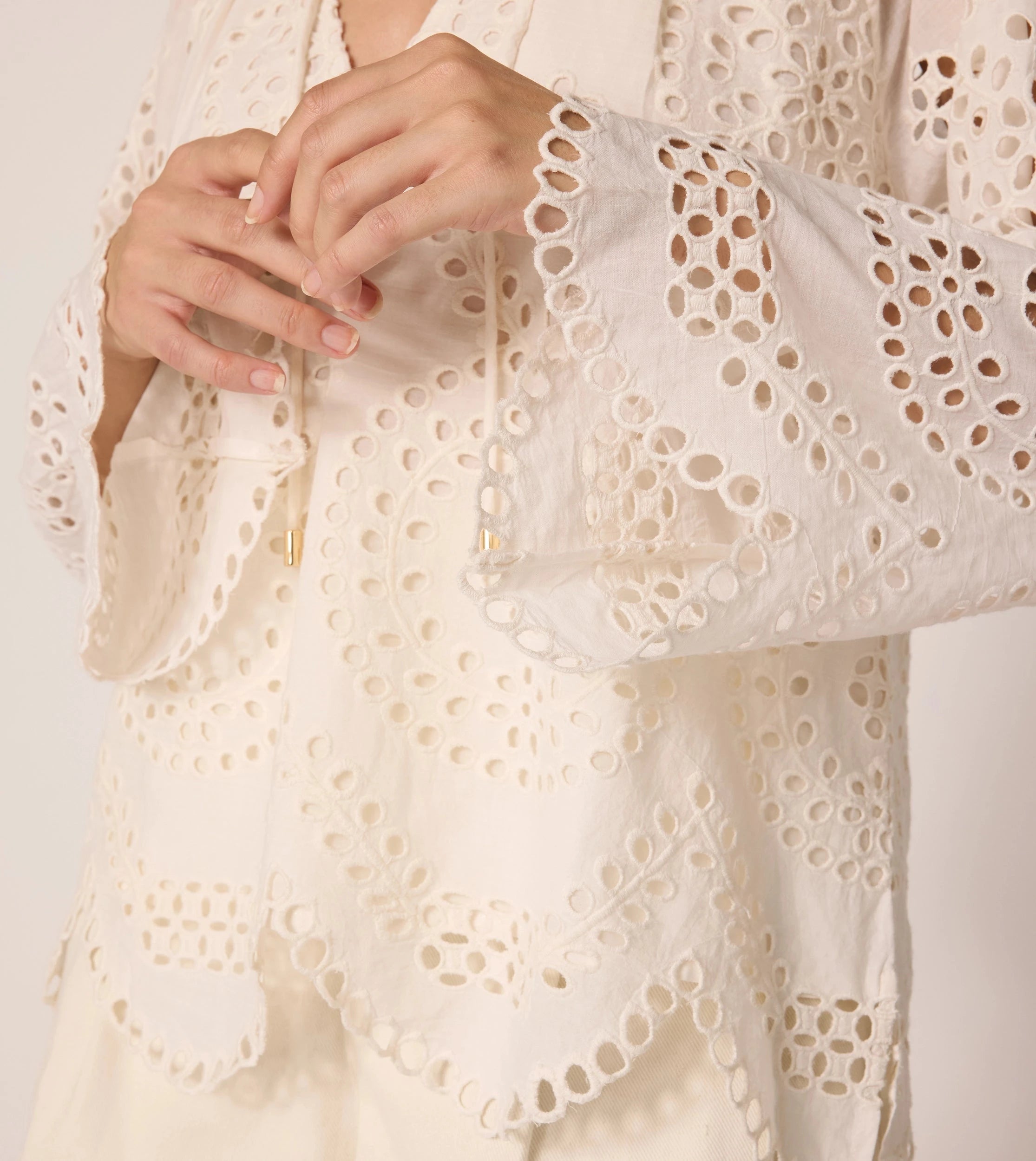 Citlali Blouse - Ivory Eyelet Lace Top for Women | Elegant Feminine Summer Blouse | Perfect for Beach Vacations, Date Nights & Office Wear