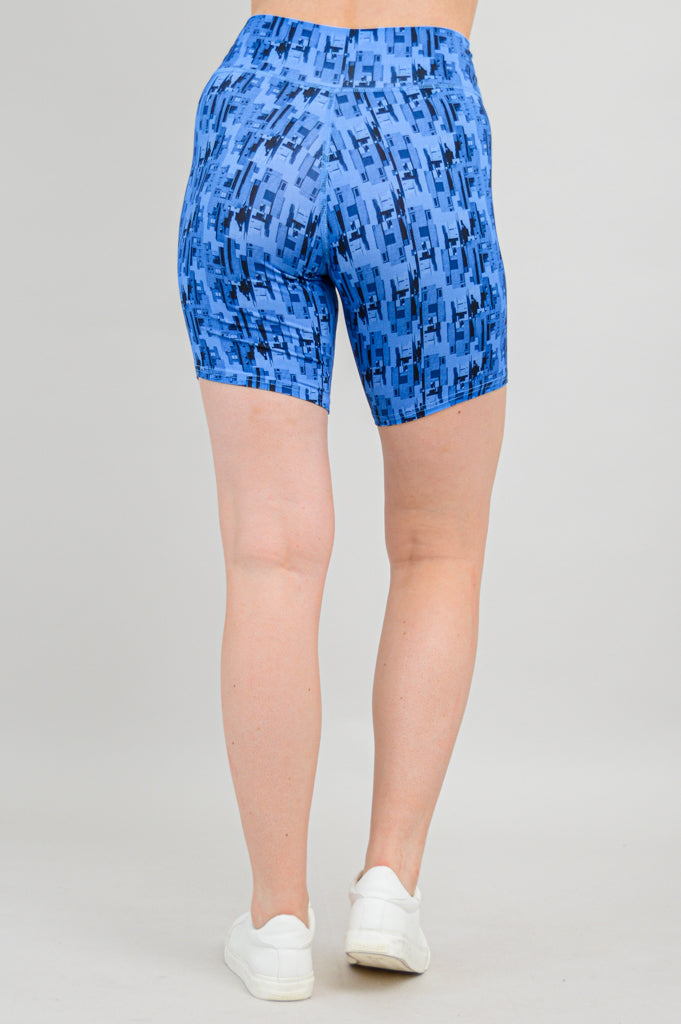 Hallie Women's High Waisted Shorts - Soft Bamboo Fabric, Breathable & Comfortable for Summer, Cityscape Print - Perfect for Casual Outings, Travel & Outdoor Activities