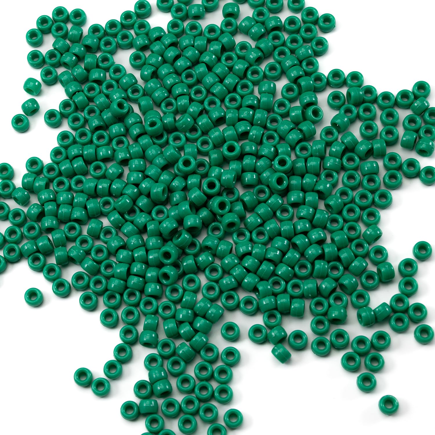 1000 Pcs 6x9mm Green Acrylic Pony Beads Bulk - DIY Jewelry Making for Friendship Bracelets, Necklaces, Earrings & Hair Braiding - Perfect for Crafting, Party Favors & Kids Art Projects