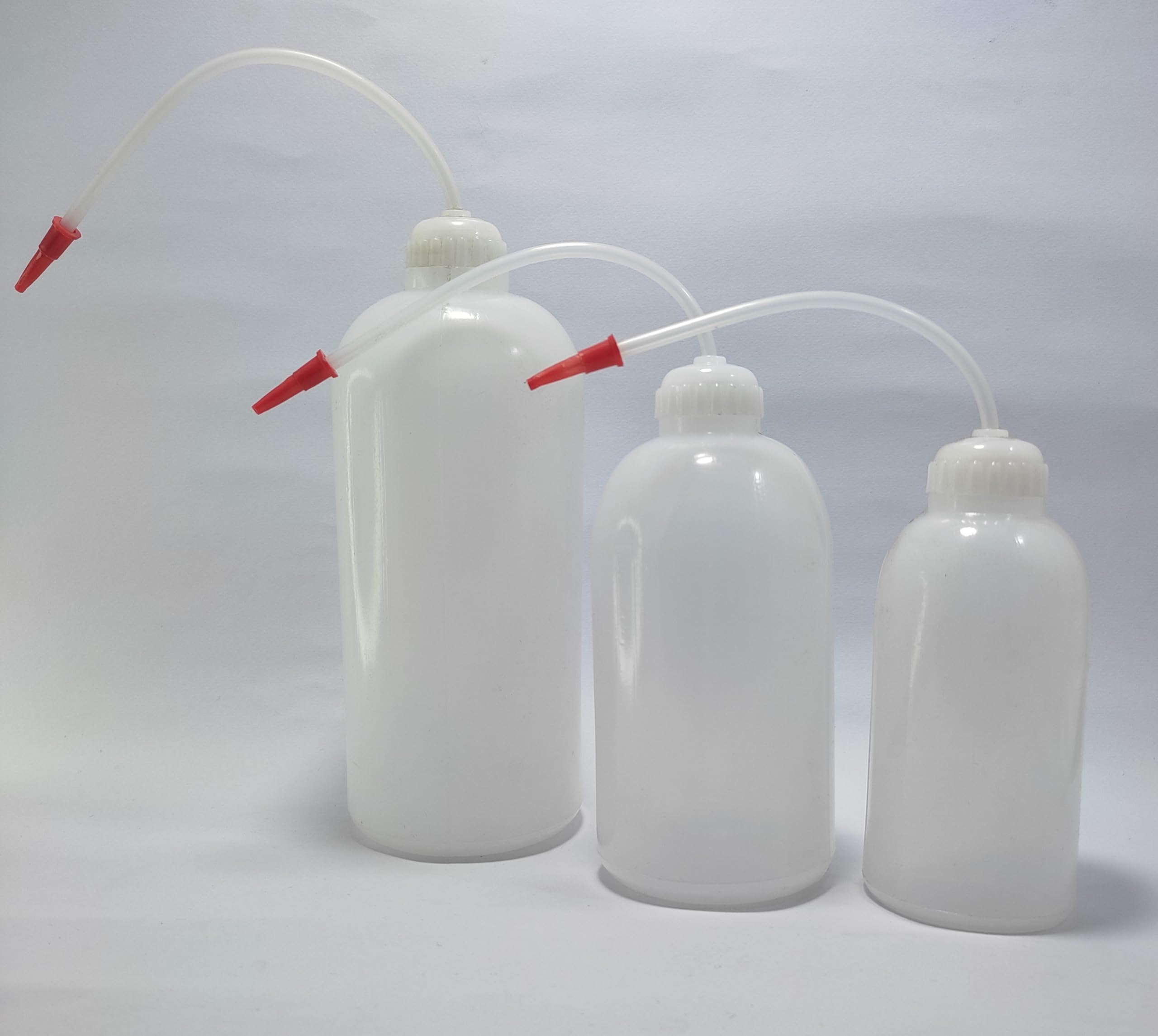 Polypropylene Wash Bottles for Laboratory - 1000ml, 500ml, 250ml (Pack of 3) - Ideal for Chemical Dispensing, Cleaning & Science Experiments