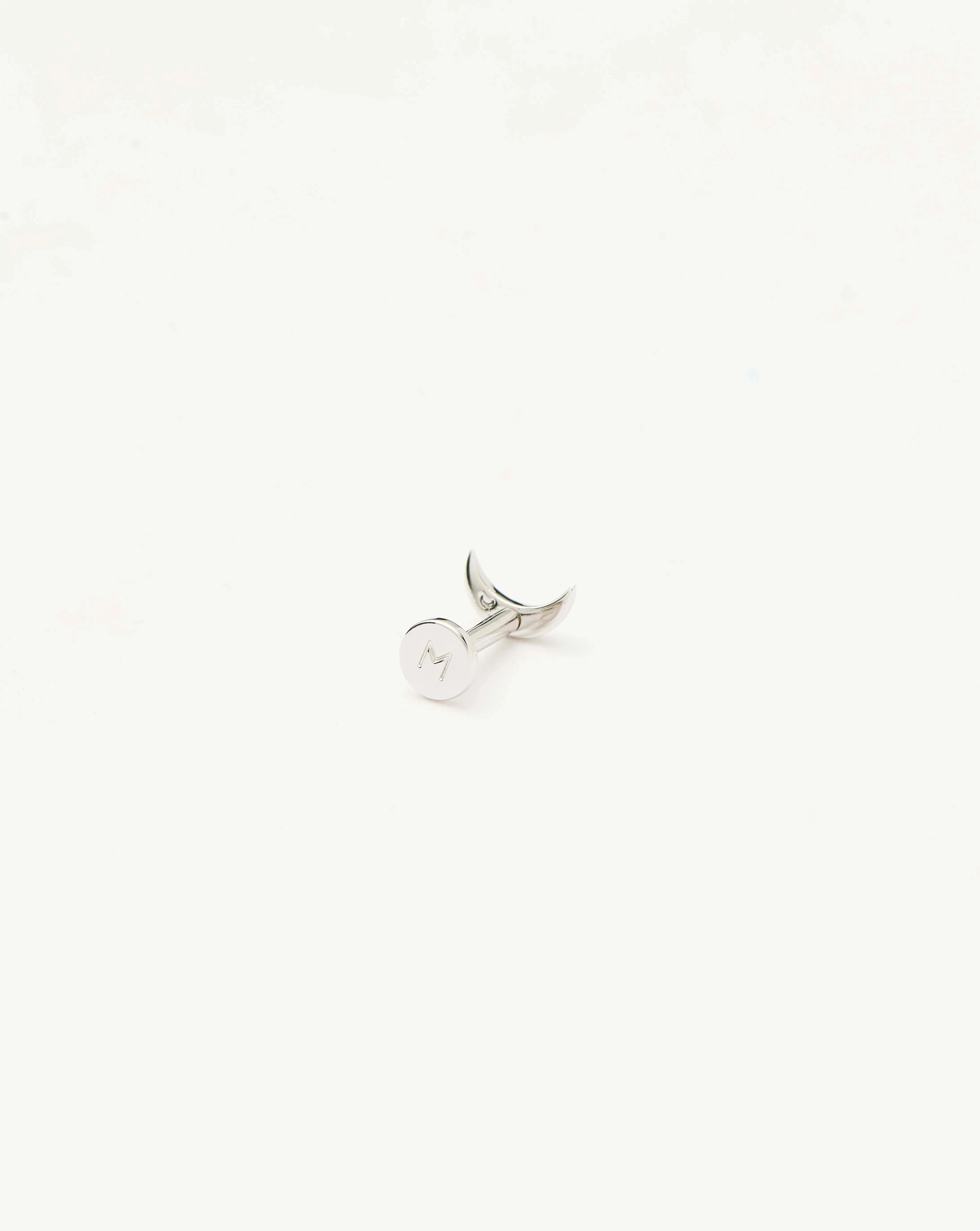 14k White Gold Fine Moon Flat Back Stud Earrings for Women - Minimalist Dainty Jewelry for Everyday Wear, Gift Giving & Special Occasions