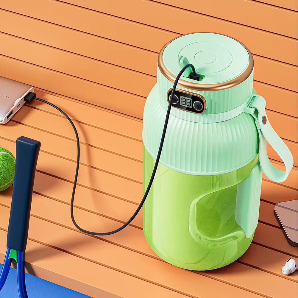 Portable USB Rechargeable Blender with Digital Display - 600ml Multifunctional Juicer Cup for Smoothies, Shakes, Fruits & Vegetables | Perfect for Gym, Office, Travel & Outdoor Activities (Green)