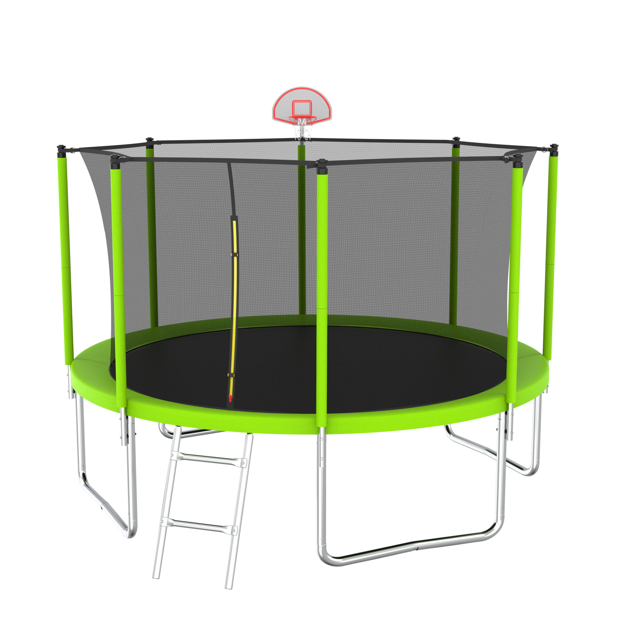 12FT Trampoline with Basketball Hoop & Safety Enclosure - Outdoor Trampoline for Kids & Adults - Backyard Fun, Exercise & Family Recreation - Includes Free Basketball Ball