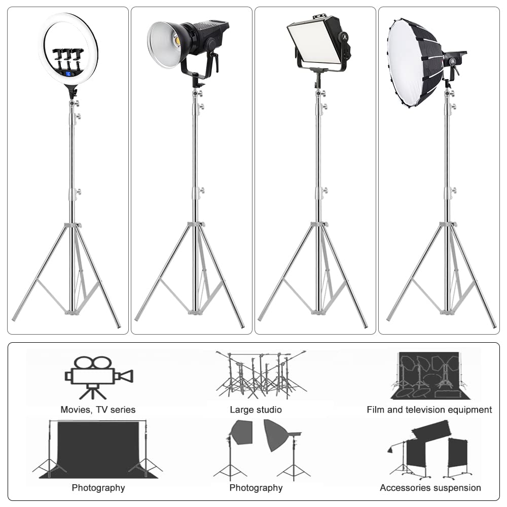 Professional 9.19ft Heavy Duty Light Stand Tripod - 2.8m Adjustable Stainless Steel Photography Stand for Softbox, Speedlight, Strobe & Umbrella - Perfect for Studio, Portrait & Outdoor Photography (Pack of 2)