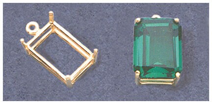 Solid Sterling Silver or 14k Gold 7x5mm Emerald Cut Dangle Pendant Setting - Handcrafted in USA (20x18mm) - Perfect for Necklaces, Earrings & Jewelry Making