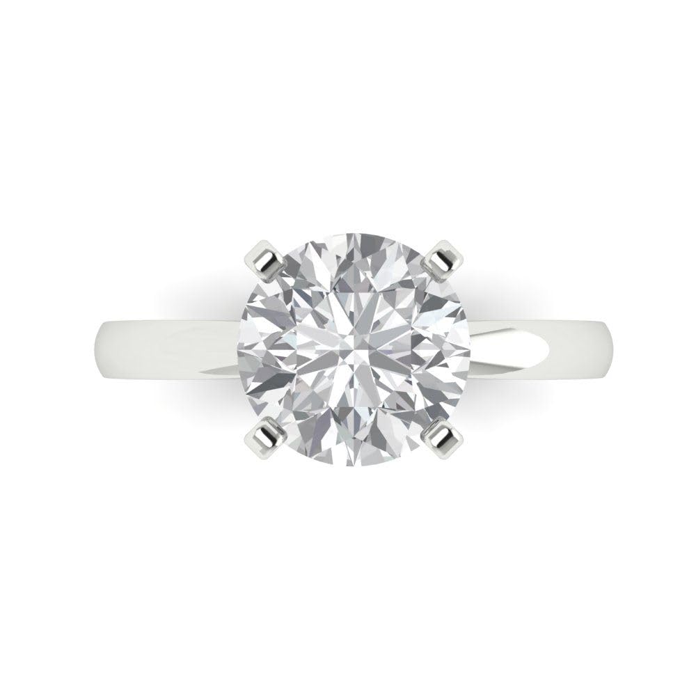 3 Carat Round Cut Clear Simulated Diamond Ring - 14K White Gold Solitaire Engagement, Promise, Bridal & Anniversary Jewelry Gift for Women - Perfect for Proposals, Weddings & Special Occasions