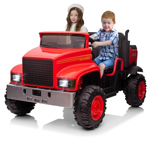 GARVEE 24V Electric Ride On Truck with Remote Control - 4WD UTV Vehicle for Kids, Dump Bed, 4x200W Motors, 4 Spring Suspension, 3 Speed Modes, 2 Seater - Perfect Outdoor Toy & Birthday Gift for Boys & Girls (Red) | Great for Backyard Play, Park Adventures & Off-Road Fun