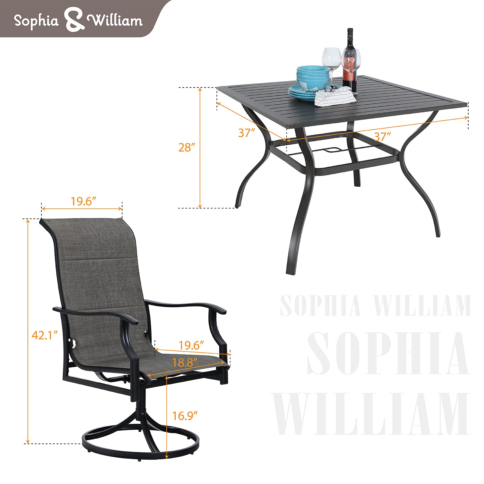 Sophia & William 5-Piece Outdoor Dining Set - 37