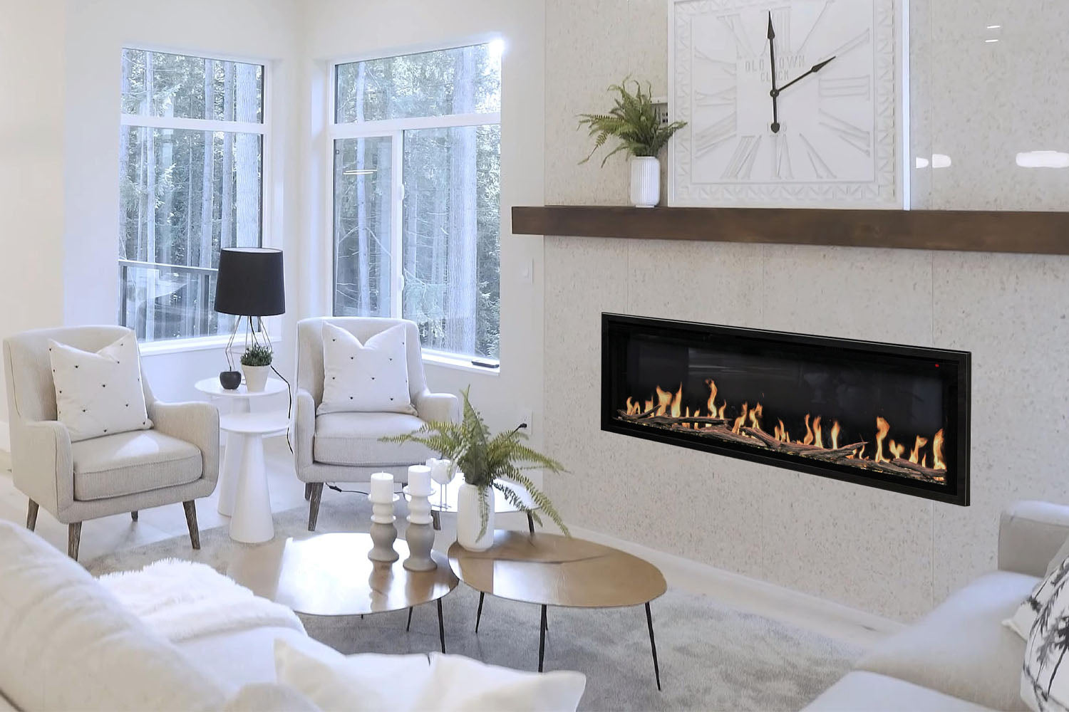 Modern Flames Orion Slim 100 Heliovision Virtual Recessed Wall Mount Electric Fireplace - Realistic LED Flame Heater for Living Room, Bedroom & Office