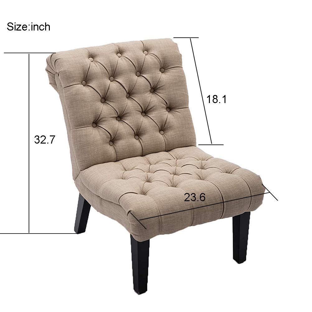 HAOBO Armless Accent Chair - Button Tufted Slipper Chair for Living Room & Bedroom - Modern Side Chair for Small Spaces, Reading Nook & Home Office Decor