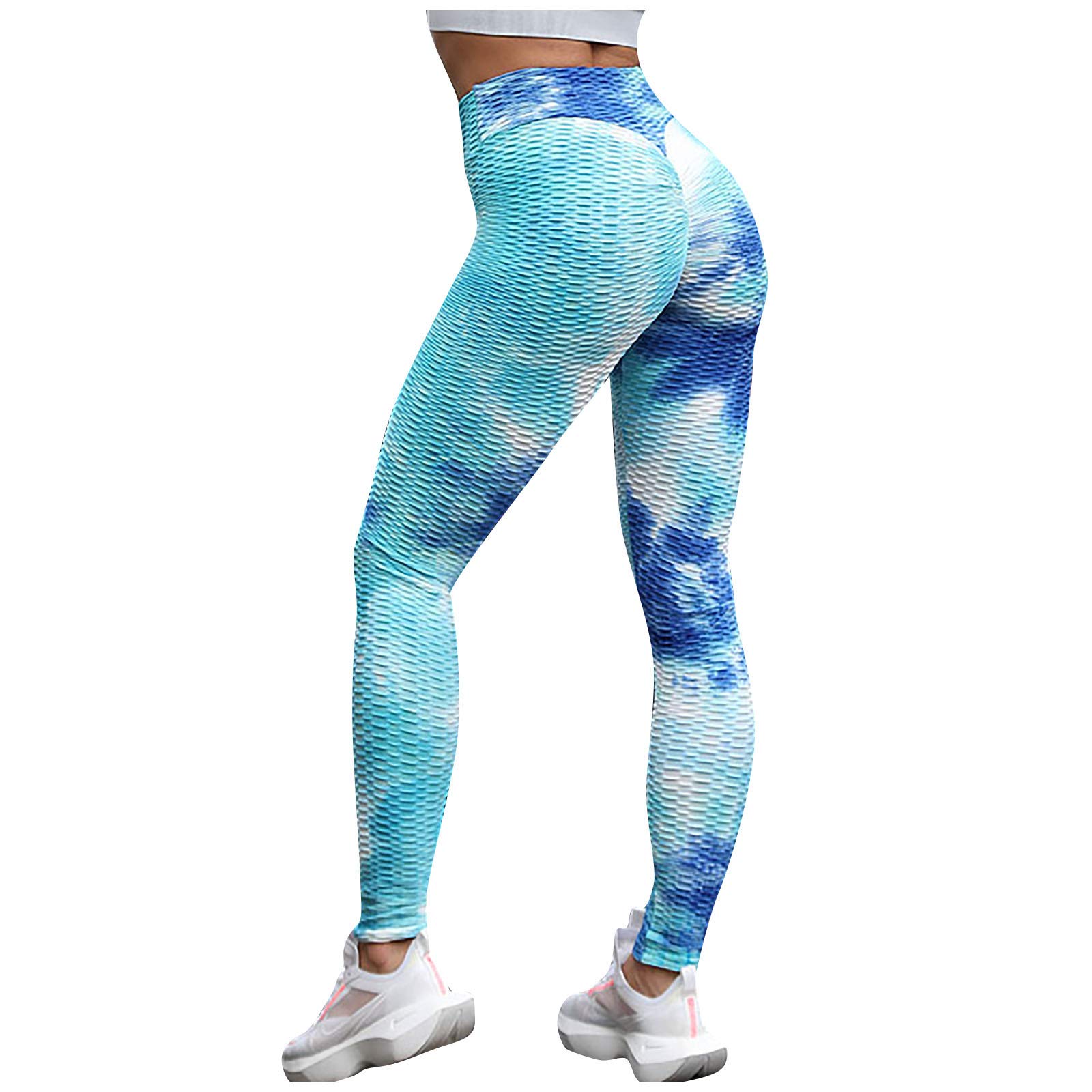 HTDBKDBK Women's Yoga Pants - High Waist Tie-Dye Printed Workout Leggings with Tummy Control & Hip Lift for Running, Gym & Lounge Wear