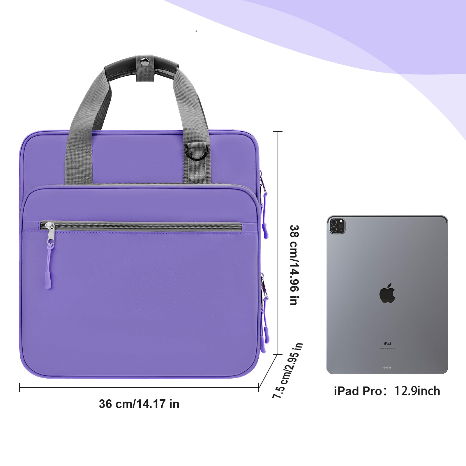 3 Ring 2 Inch Zipper Binder - 500 Sheet Capacity School Binder with Zipper Closure for Students, Fits 13-Inch MacBook, Includes Handle & Adjustable Shoulder Strap - Perfect for School, College, Office & Travel (Purple)