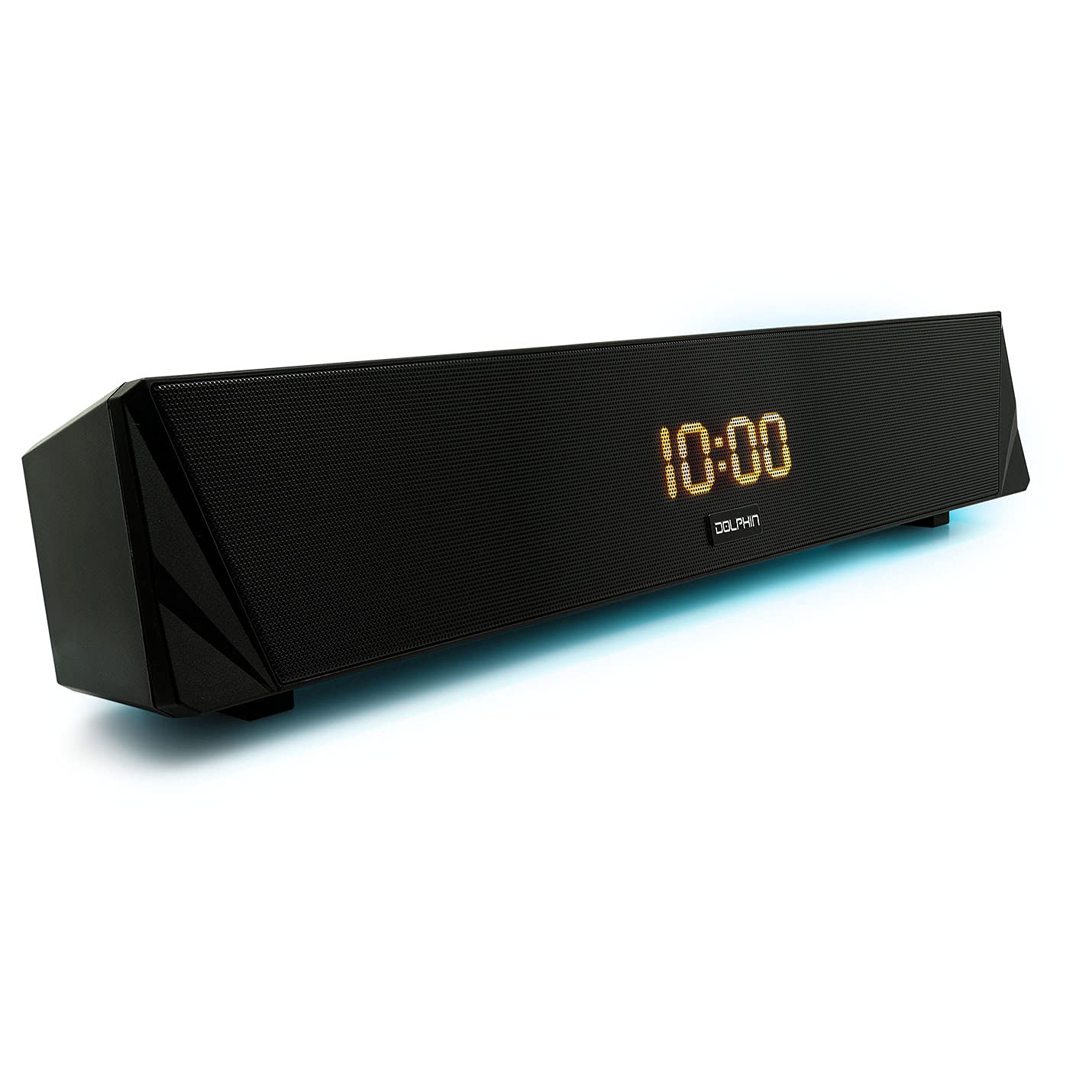 Dolphin SNB-161R Rechargeable Bluetooth Soundbar with LED Clock & Ambient Lights - USB Computer Speaker for PC/Laptop - Perfect for Home Office, Gaming & Music Listening